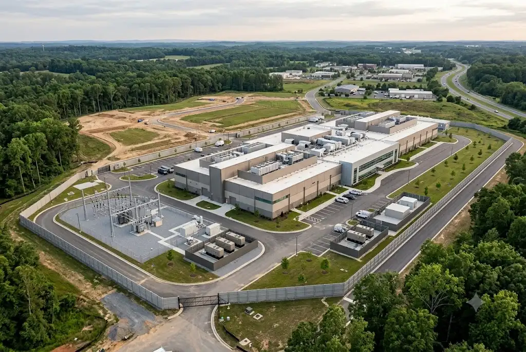 Modern data center campus at 1401 Meadowville Technology Parkway in Chester Virginia