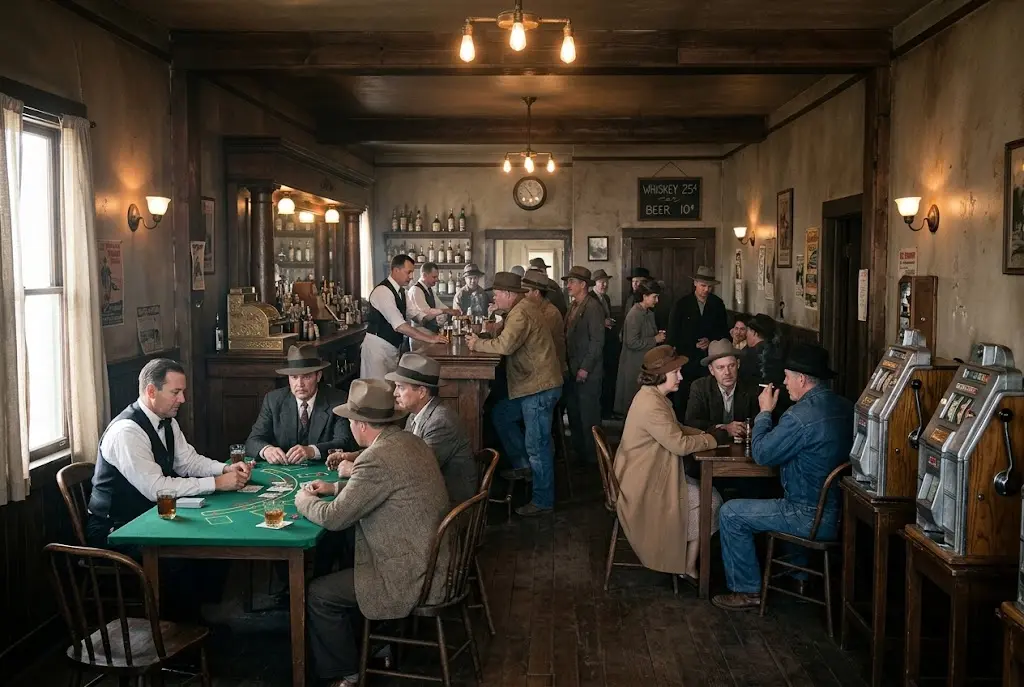 Historic-style Nevada casino interior representing Barrel House in Fallon