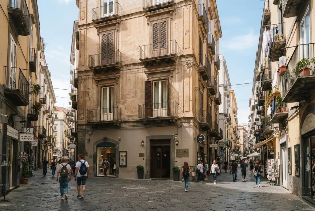 Historic Chiaja Hotel de Charme building on Via Chiaia in Naples