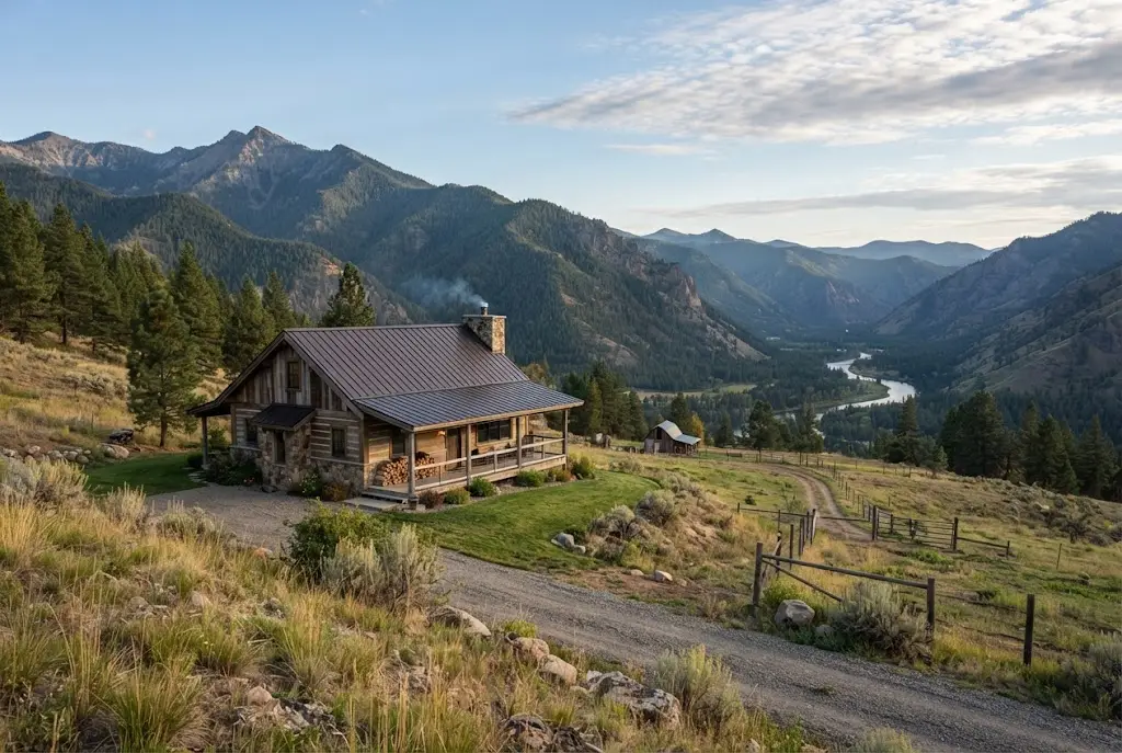 Scenic Imnaha Oregon real estate property surrounded by mountains and rural landscape