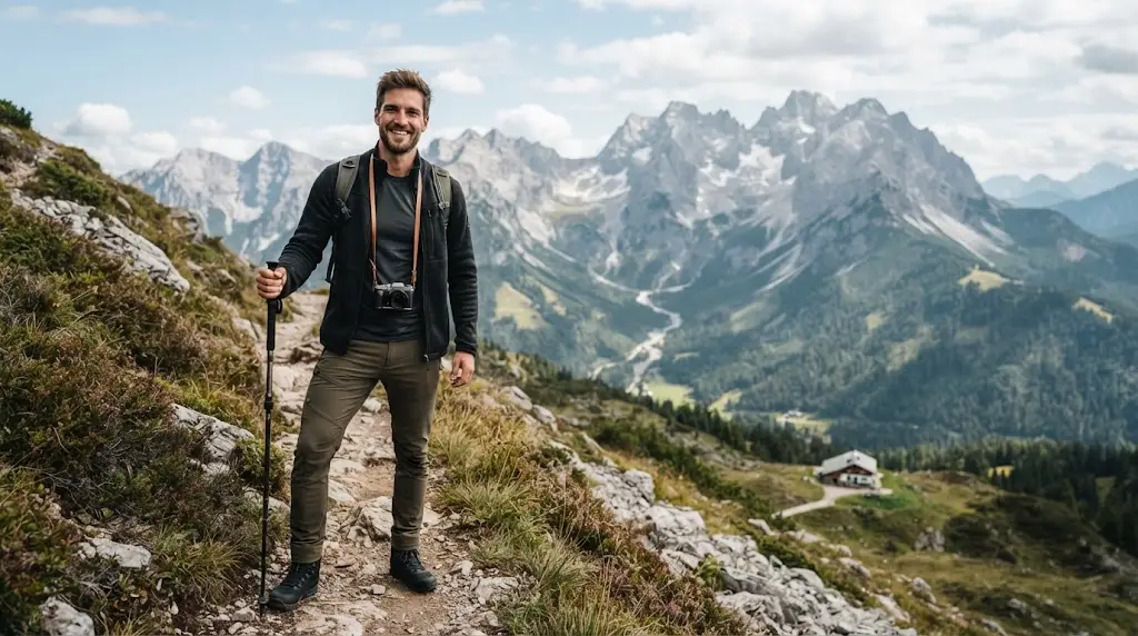 Peter Mairhofer-style Austrian model and social media creator in the Tyrolean Alps